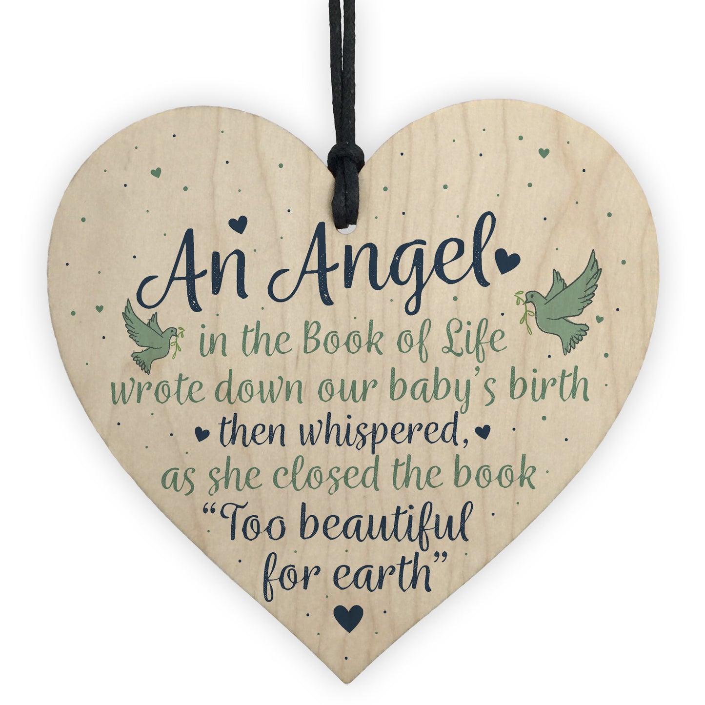 Angel Baby Memorial Gifts Wooden Heart Plaque Bereavement Sign