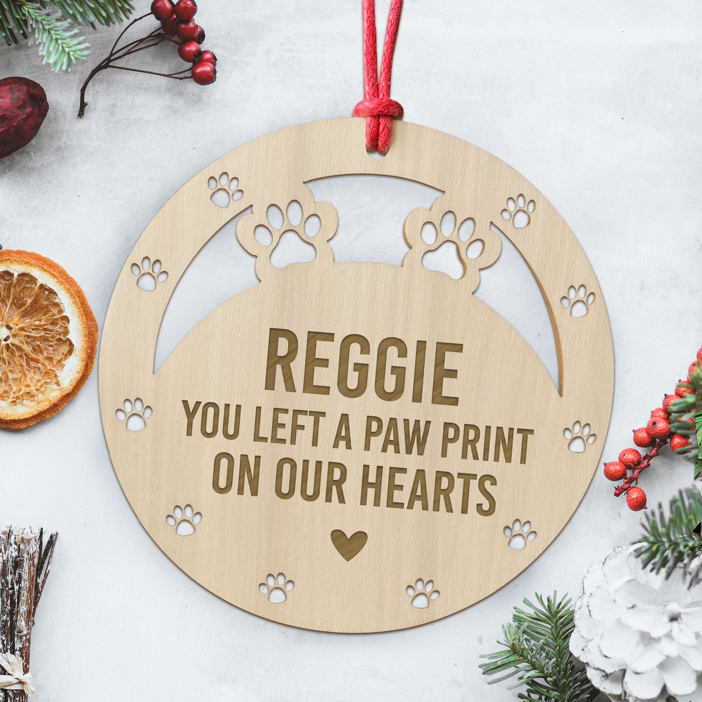 Personalised Wooden Cat Dog Memorial Christmas Tree Decoration