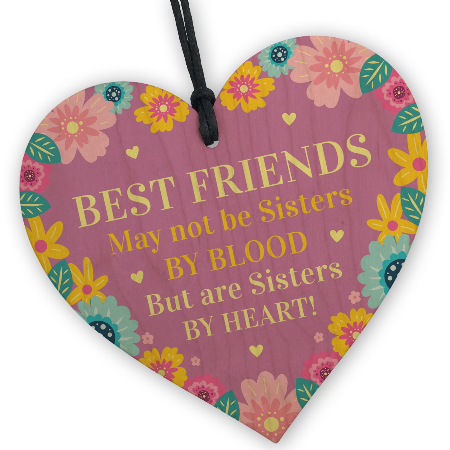 Best Friends Wooden Friendship Hanging Heart Birthday Friend