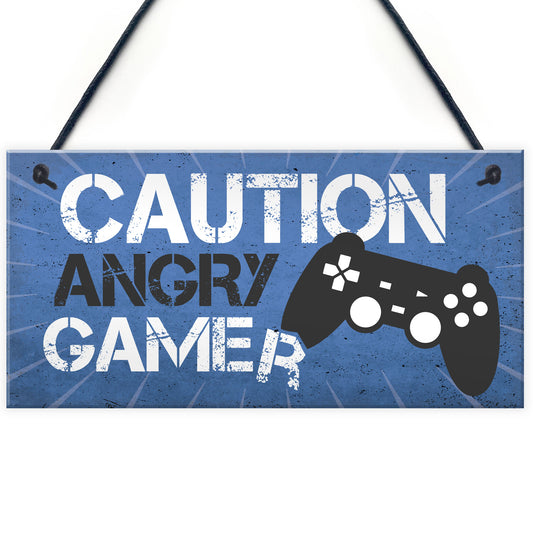 Blue Gaming Sign Hanging Door Plaque Gamer Gift Boys Bedroom