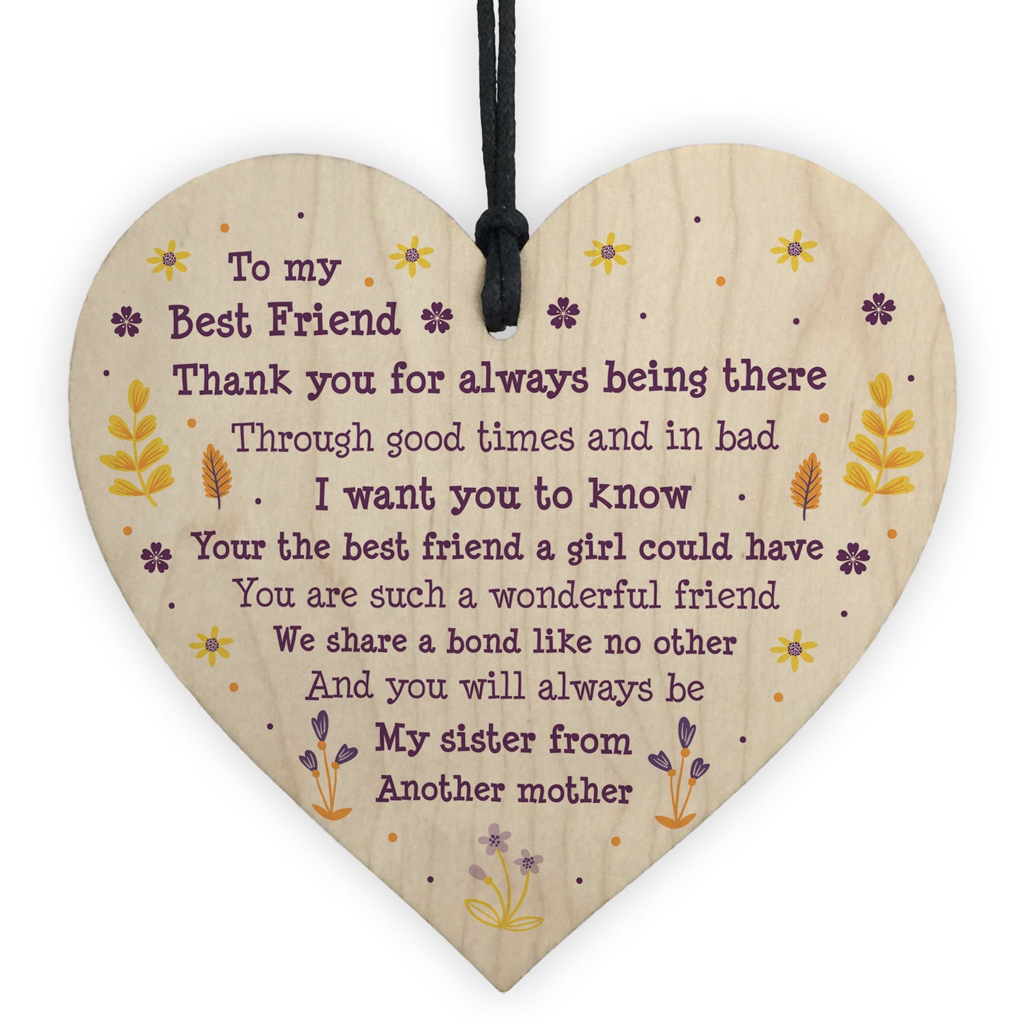 Handmade Gift For Best Friend Birthday Christmas Wooden Heart