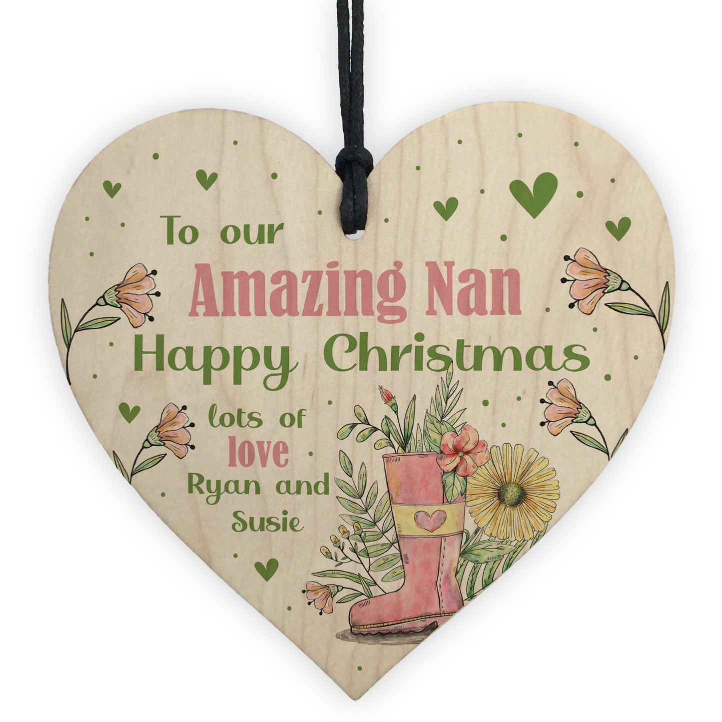 Happy Christmas To Nan Gift Wood Heart Gift From Grandchildren