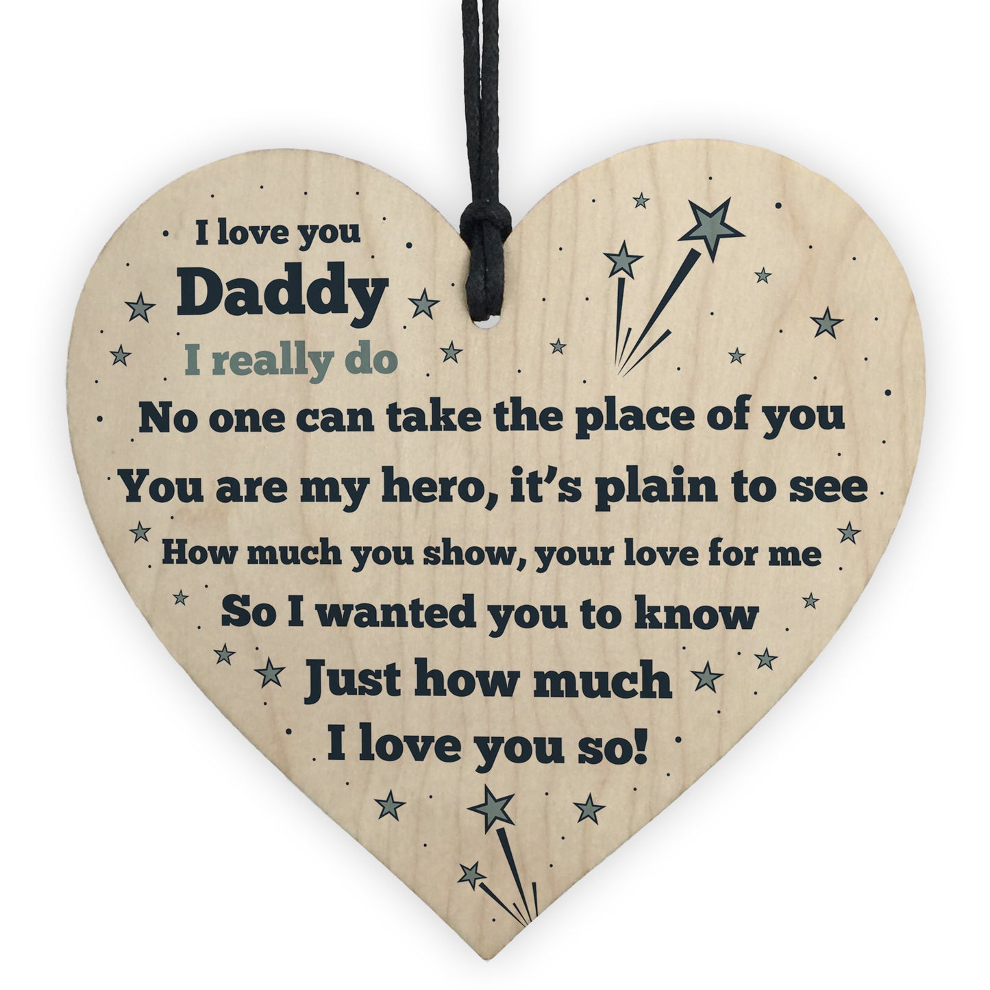 Gift For Daddy Wood Heart Daddy Birthday Xmas Gift For Him