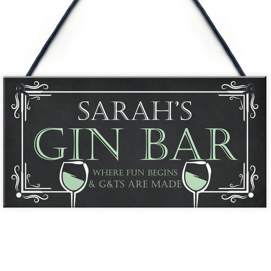 Personalised Gin Bar Home Bar Garden Signs Novelty Gin Gifts