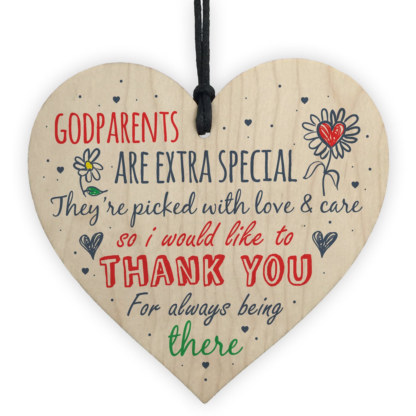 Godparent Godmother Godfather Gift Handmade Wooden Heart Plaque
