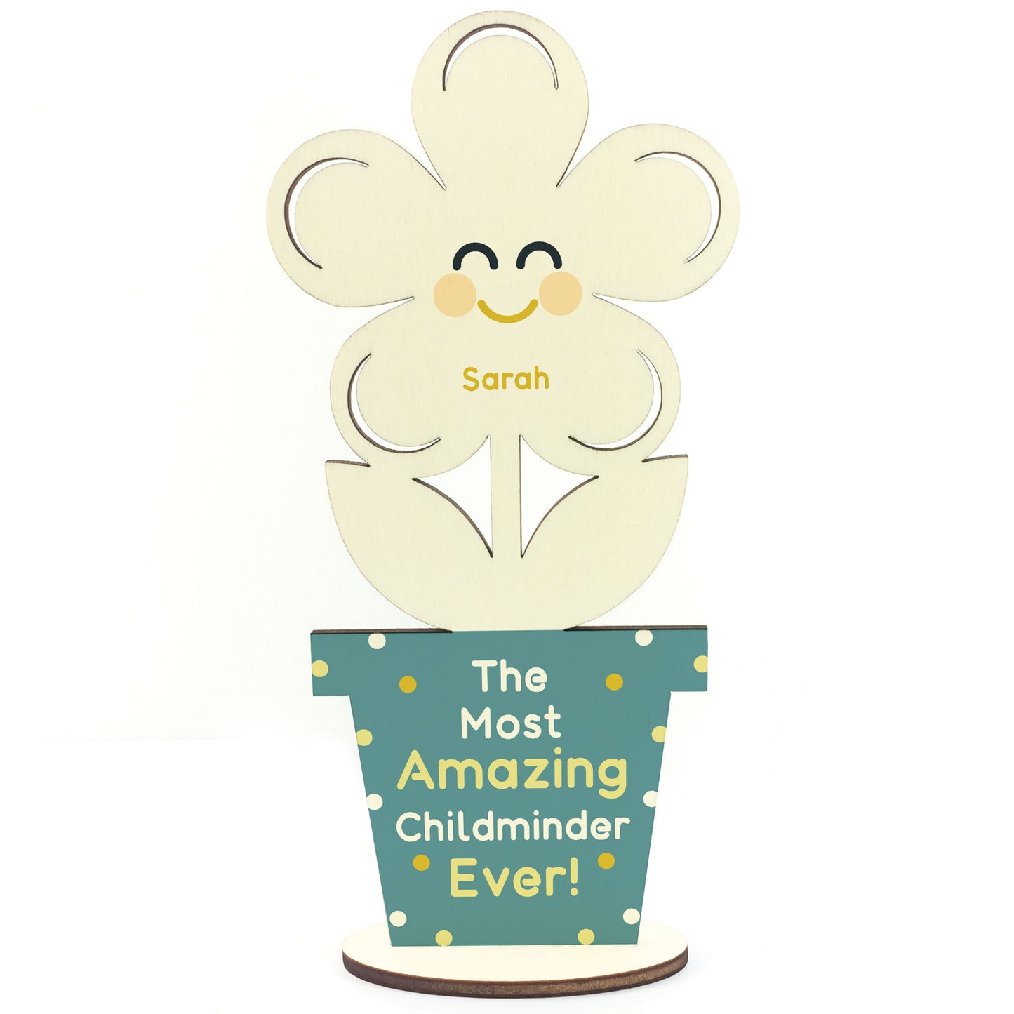 Personalised Childminder Gift Wood Flower Thank You Gift