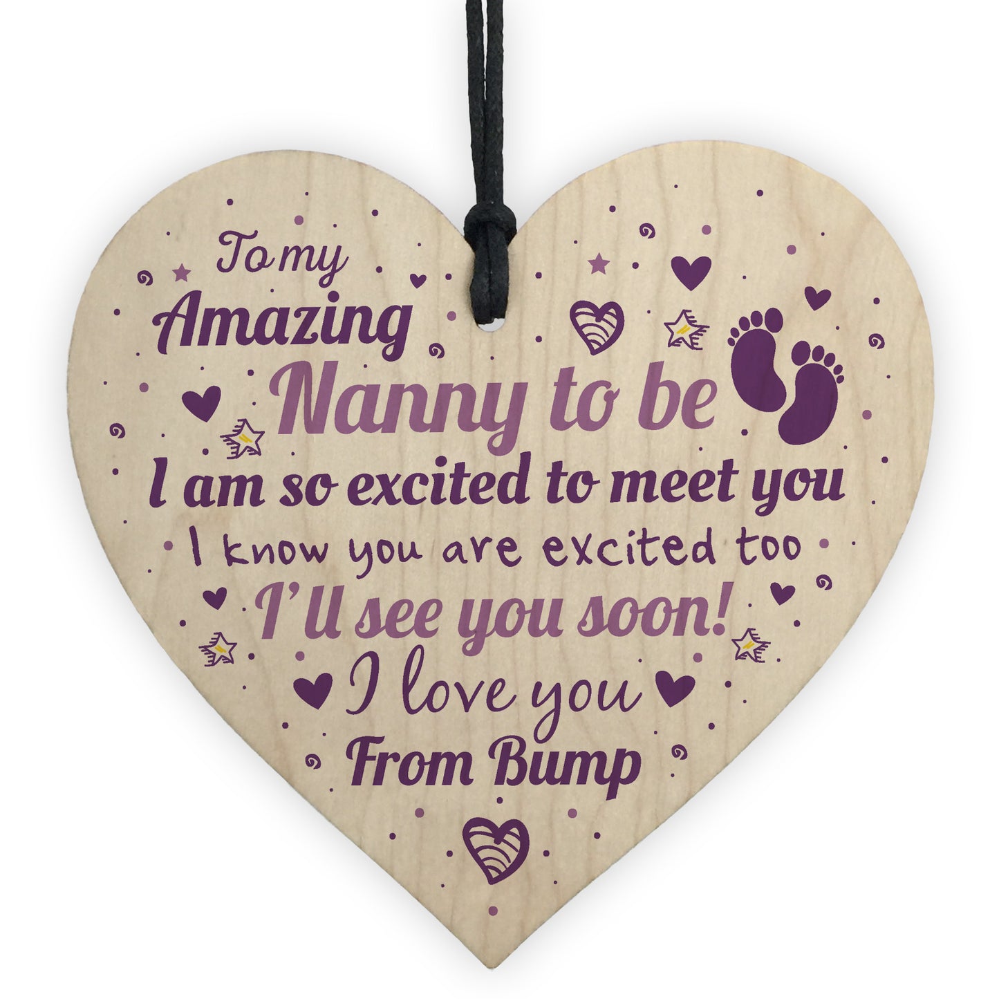 Nan Nanny To Be Gift Funny Novelty Wood Heart Baby Shower Gift