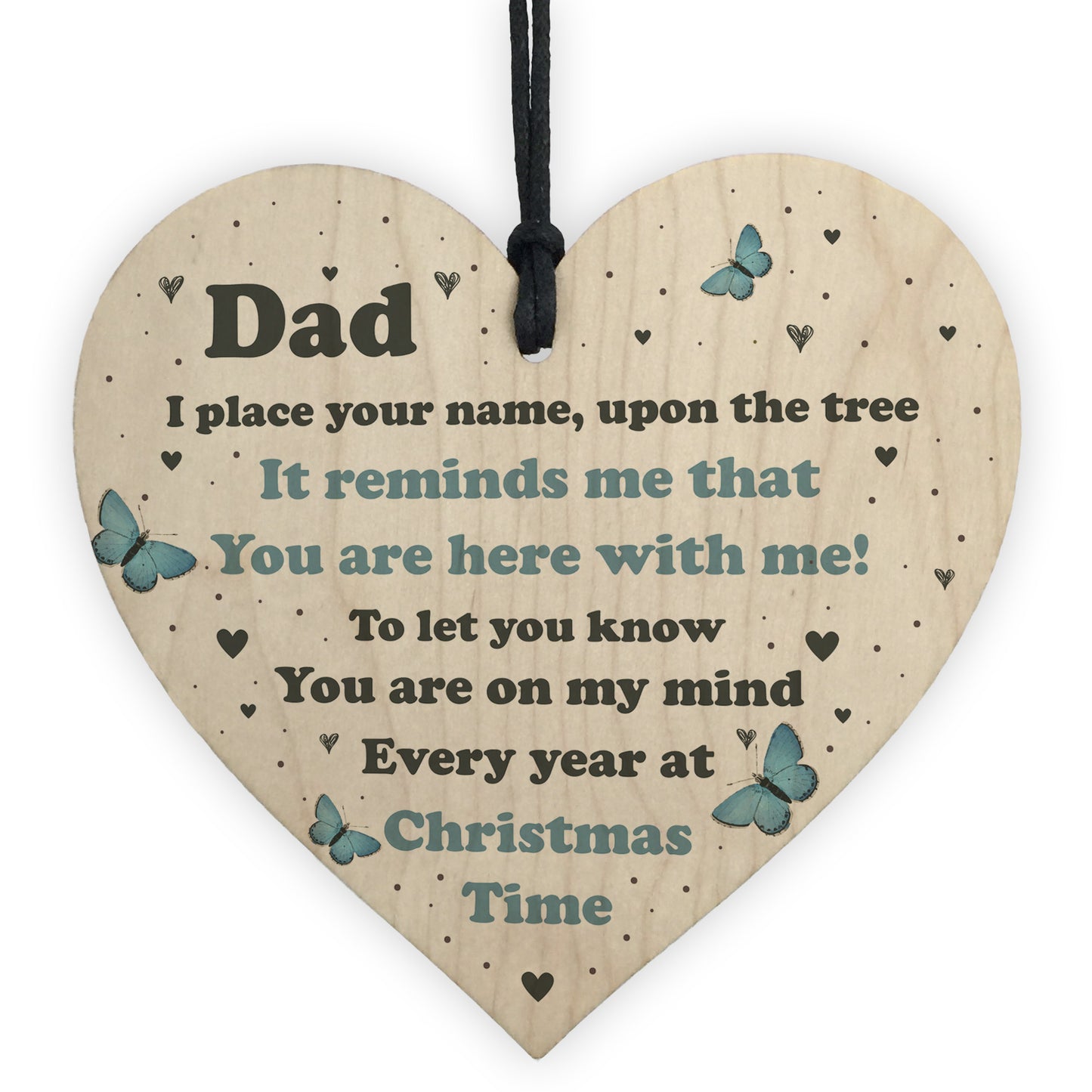 Dad Christmas Memorial Decoration Wood Hanging Heart