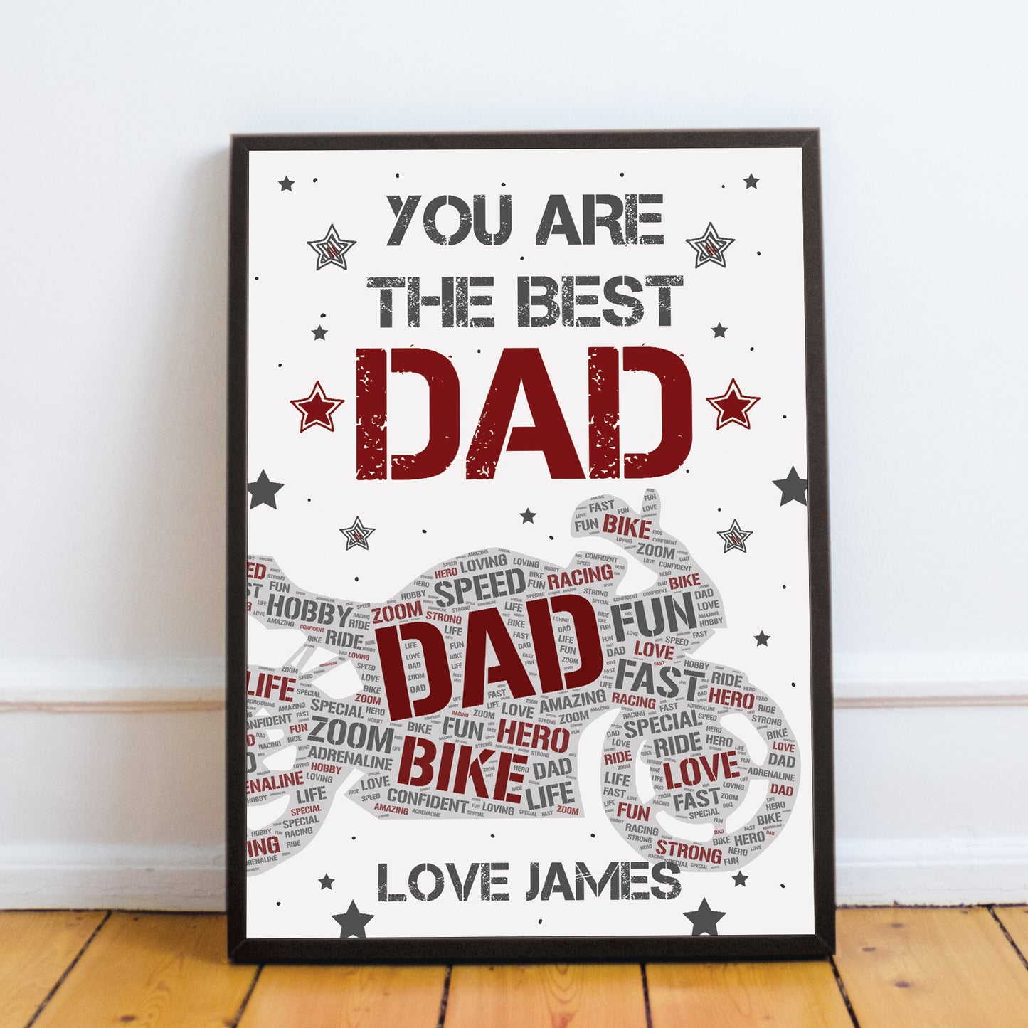 PERSONALISED Motorbike Biker Bike Print Fathers Day Gift for Dad