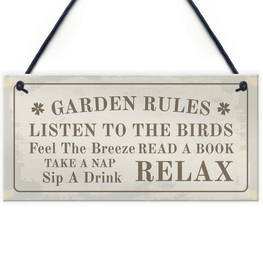 Hanging Garden Rules Sign For Garden Shed Wall Sign Home Decor