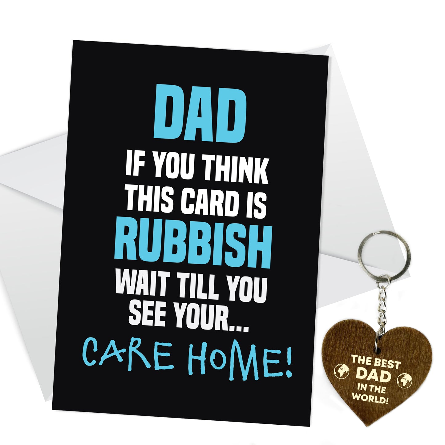 Funny Card And Keyring Bundle for Dad Fathers Day Birthday Card