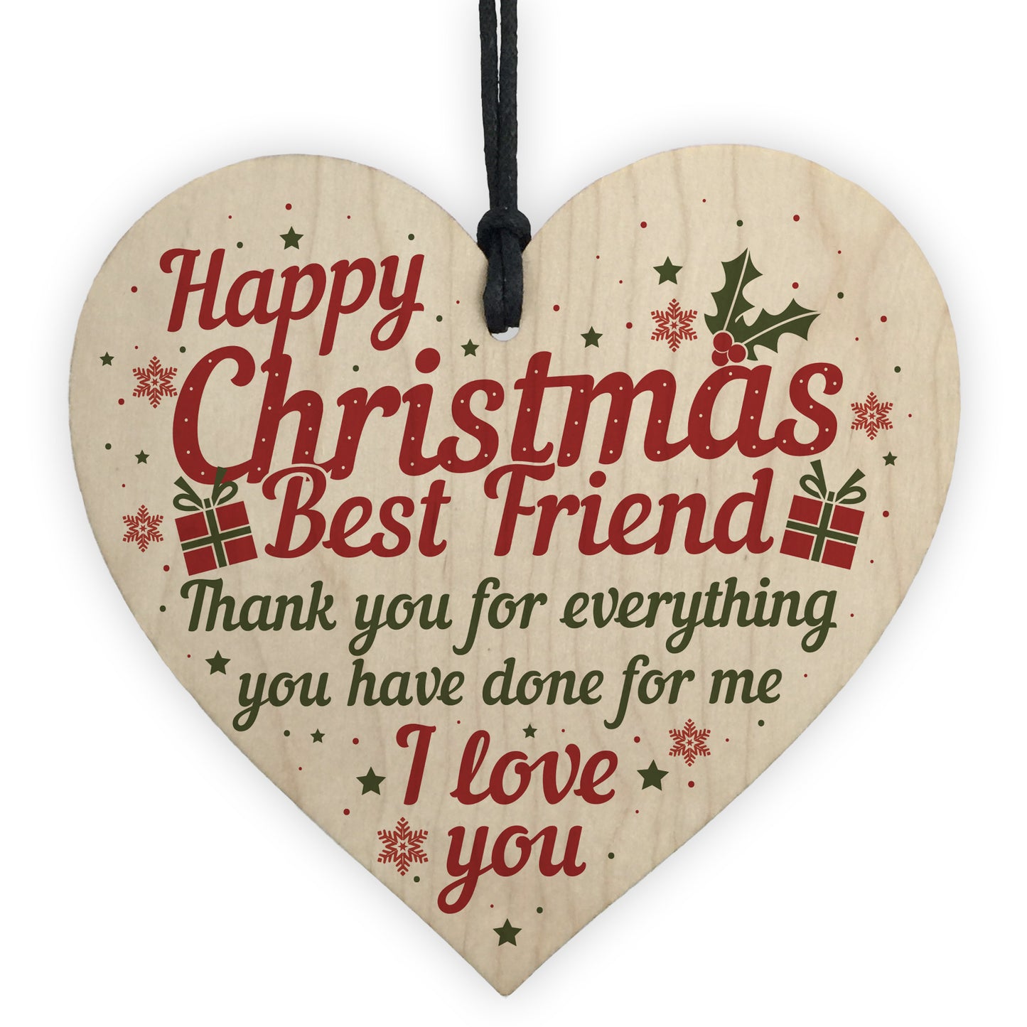 Best Friend Christmas Card Gifts Friendship Friend Wooden Heart