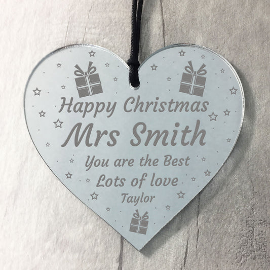 Teacher Gift For Christmas Hanging Heart Teacher Gift Thank You