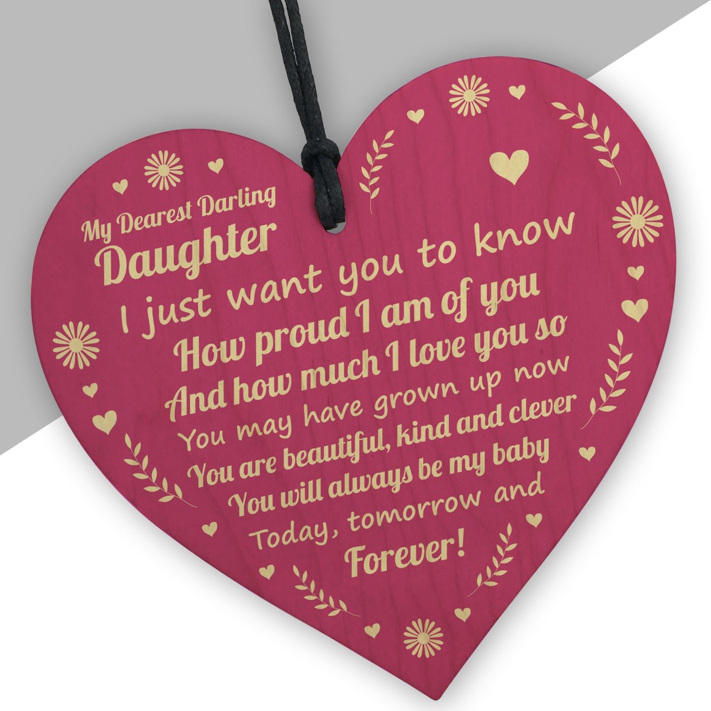 Daughter Gifts From Mum Wooden Hanging Heart Gift For Her