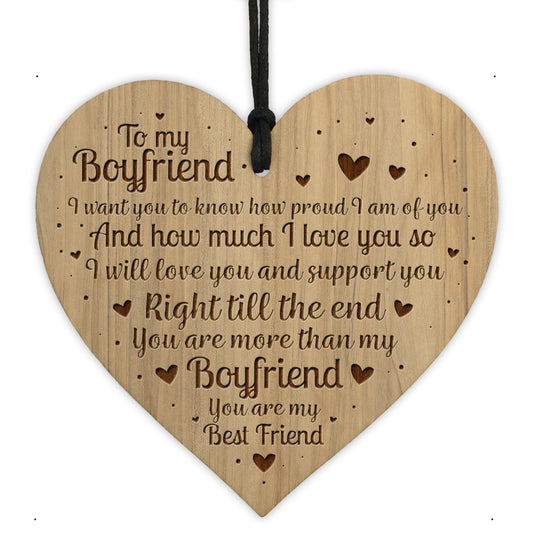 Boyfriend Engraved Wood Heart Gift Idea For Couples Birthday