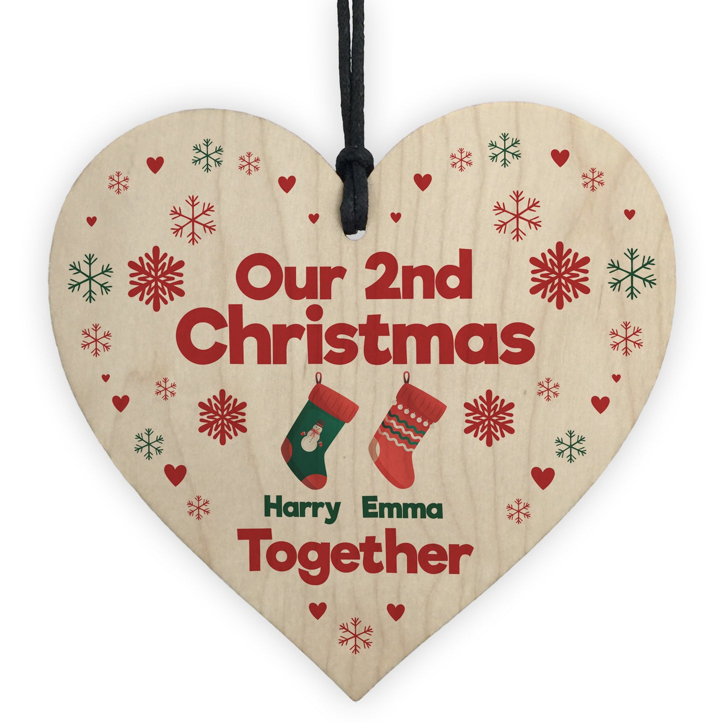 Personalised Our 2nd Christmas Together Bauble Heart Decoration