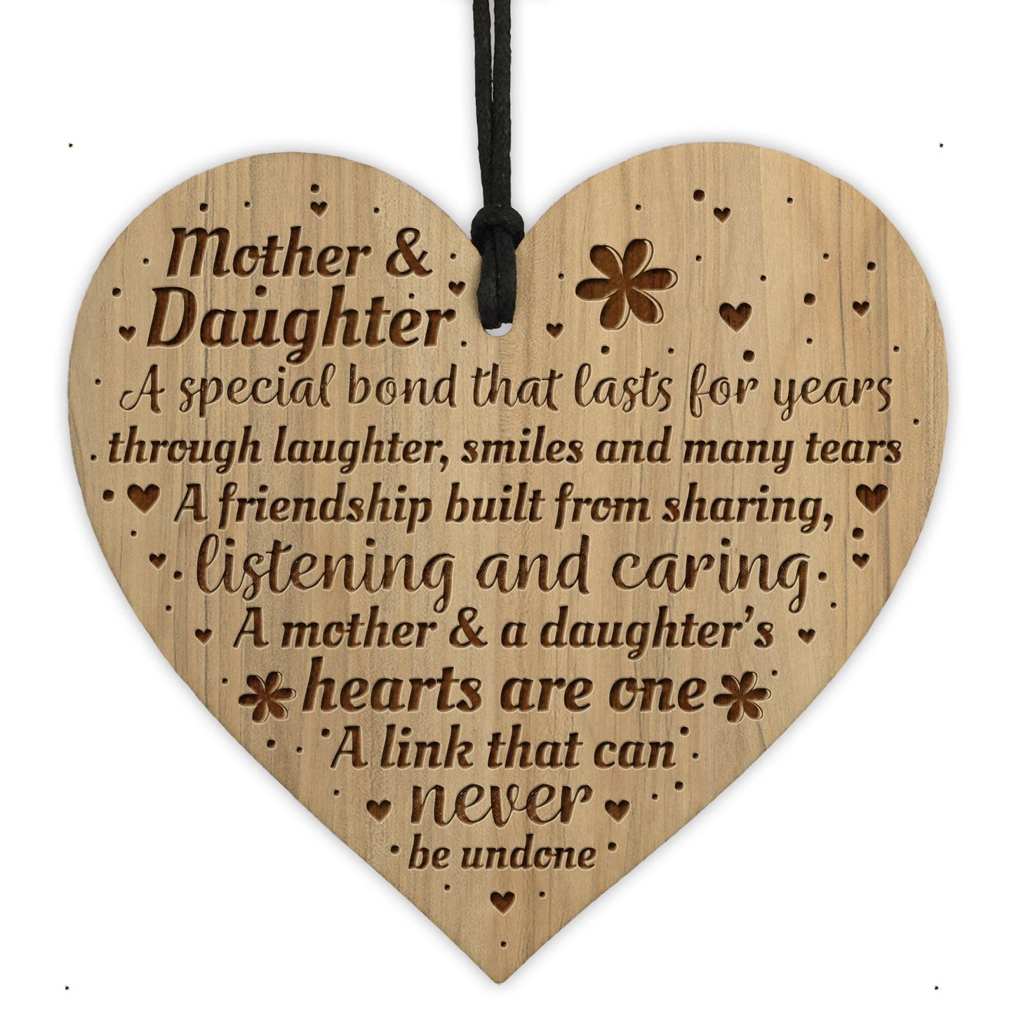 Mother And Daughter Gift Engraved Wood Heart Birthday Christmas