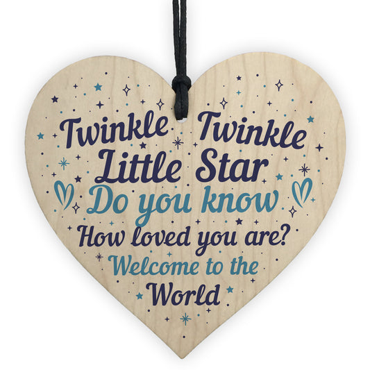 Baby Shower Party Gift Baby Girl Boy Wooden Heart Mum Dad Gift
