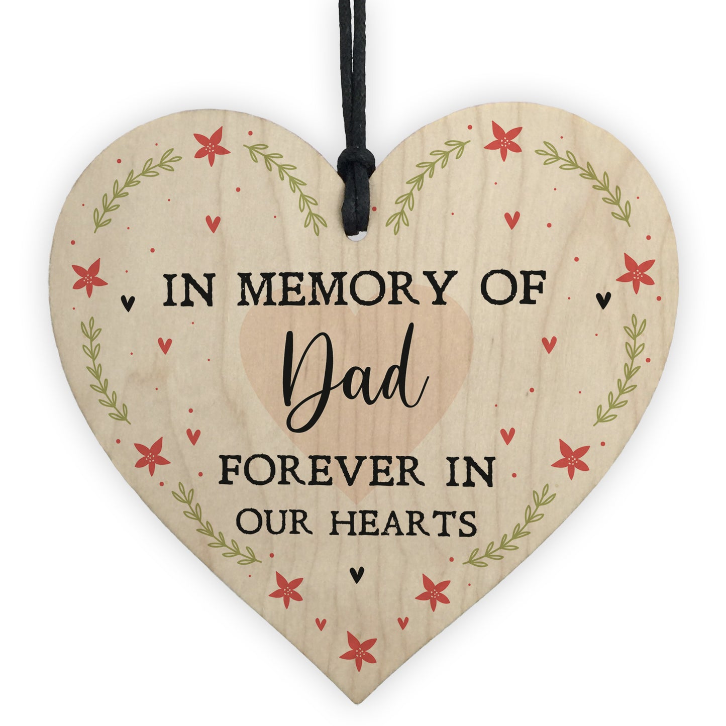 Memorial Plaque Personalised Gift For Mum Dad Wood Heart Xmas