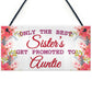 BEST SISTERS Promoted To AUNTIE Pregnancy Gift Hanging Plaque