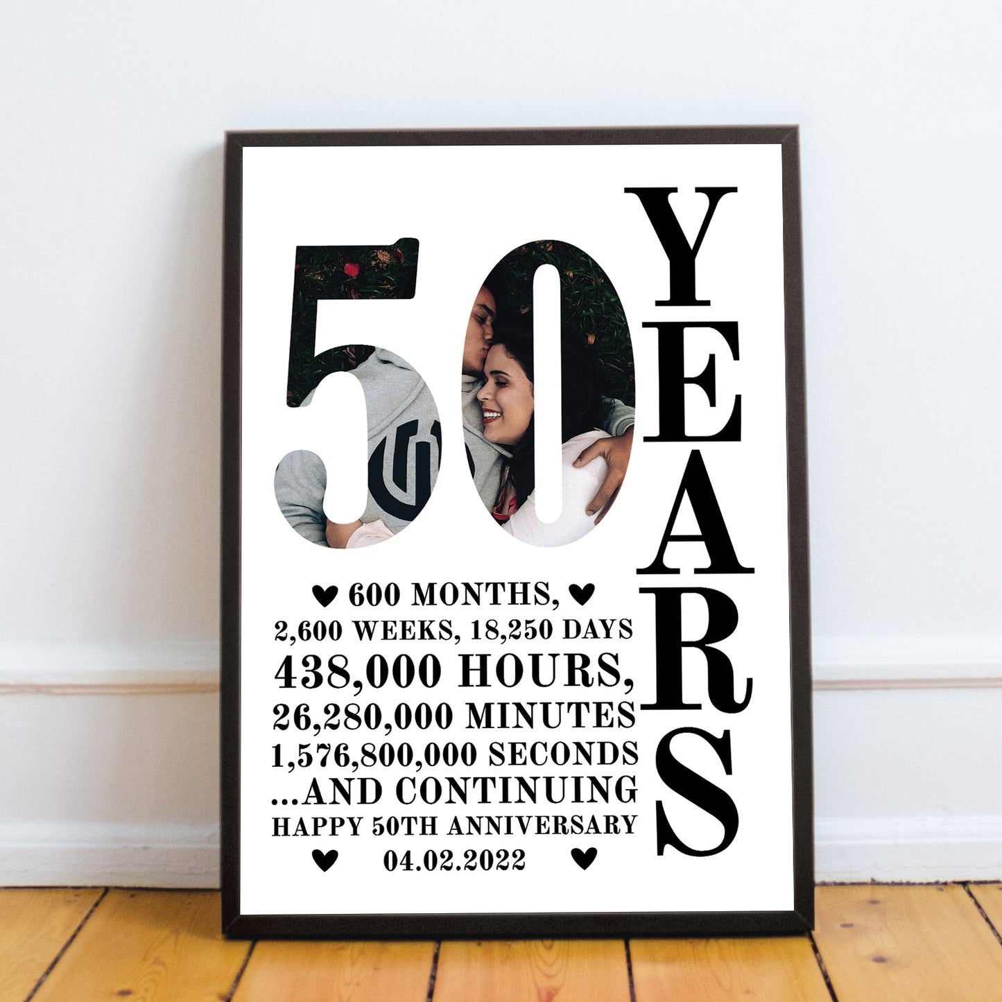 50th Anniversary Gift Framed Print Personalised Husband Wife