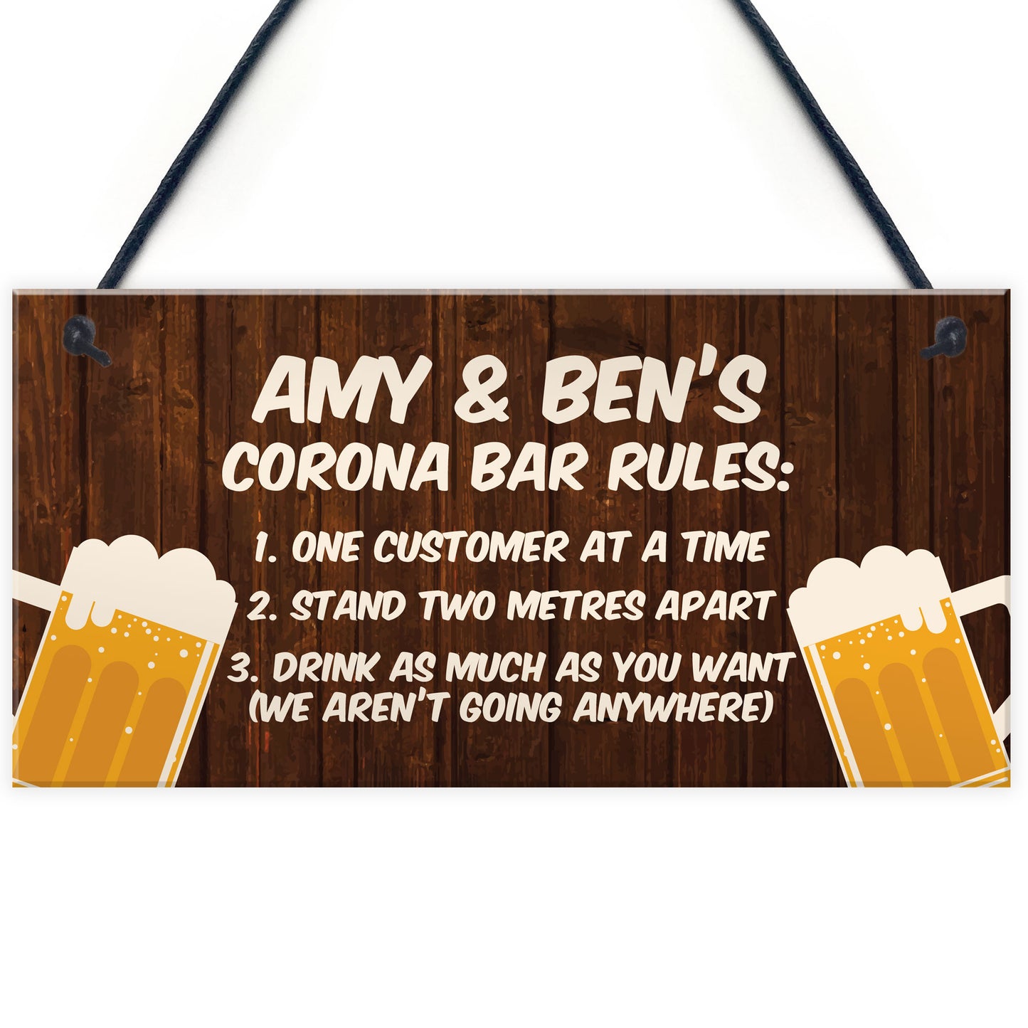 Funny Personalised Corona Bar Rules Home Bar Pub Sign Garden