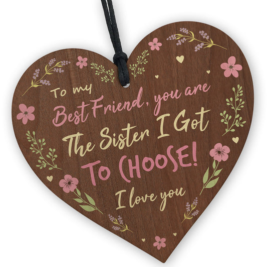 Best FRIEND Sister Gifts Wooden Hanging Heart Birthday Gift