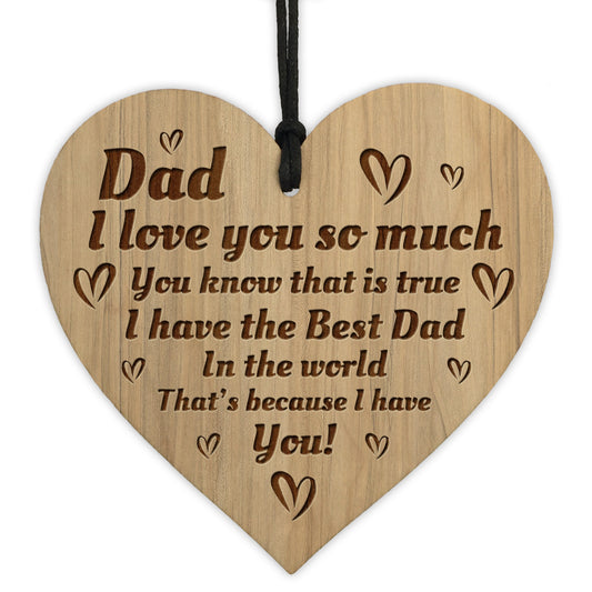 Dad Gift For Birthday Fathers Day Engraved Wood Heart Gift