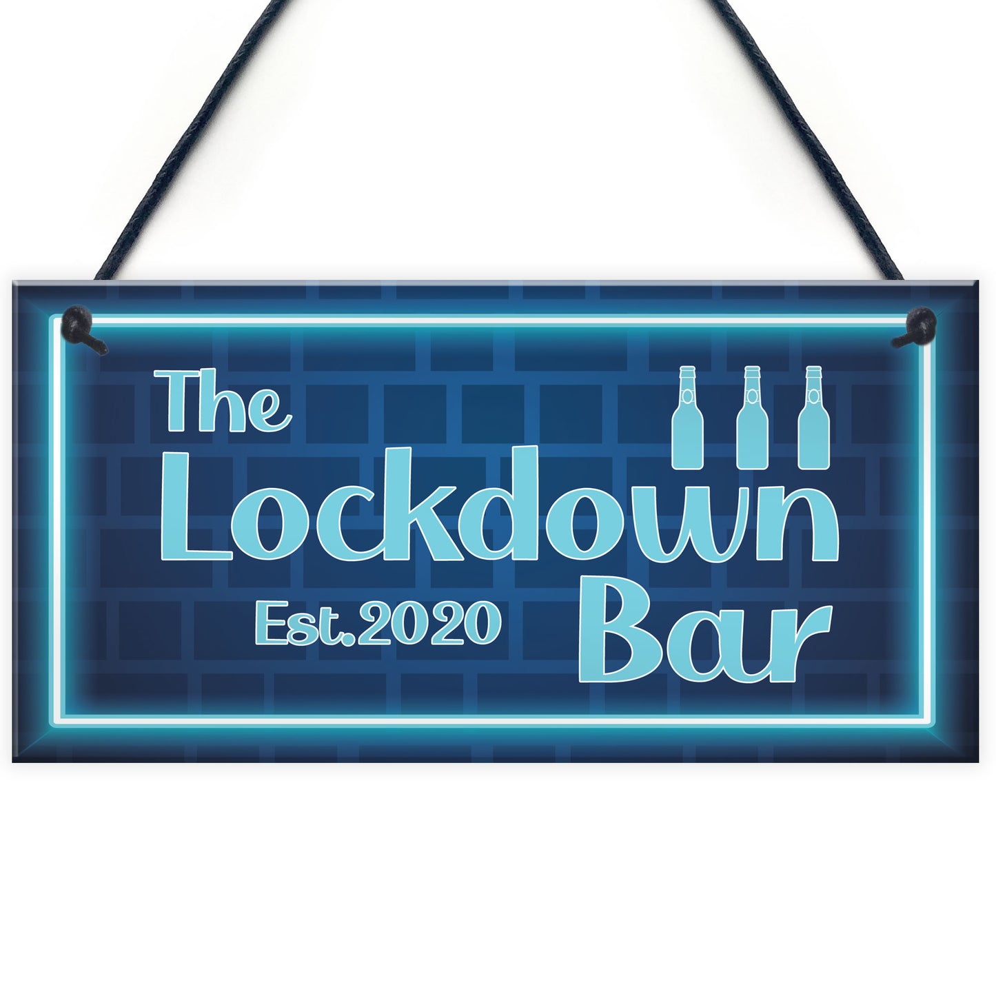 Lockdown Bar Blue Neon Effect Theme Home Bar Sign Quarantine