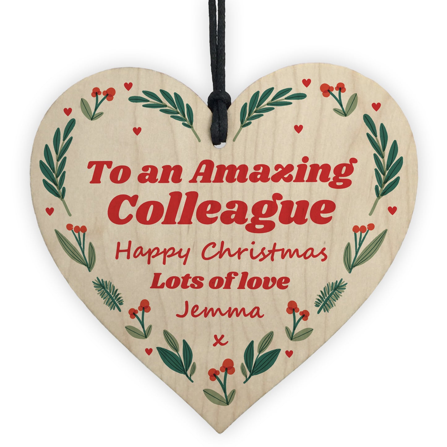 Personalised Christmas Colleague Gift Wood Heart Gift For Friend