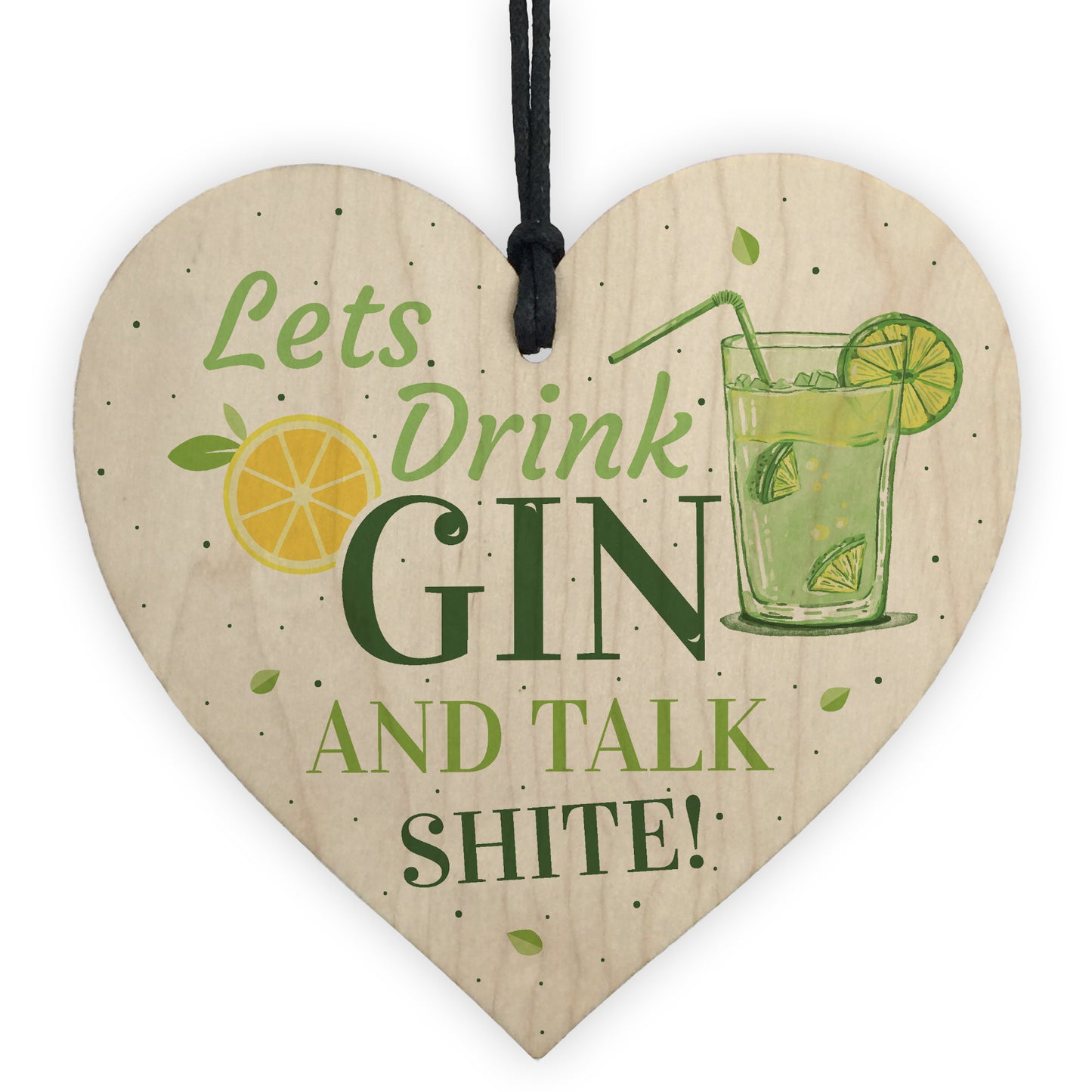 Drink Gin Novelty Handmade Wood Heart Alcohol Friendship Gift