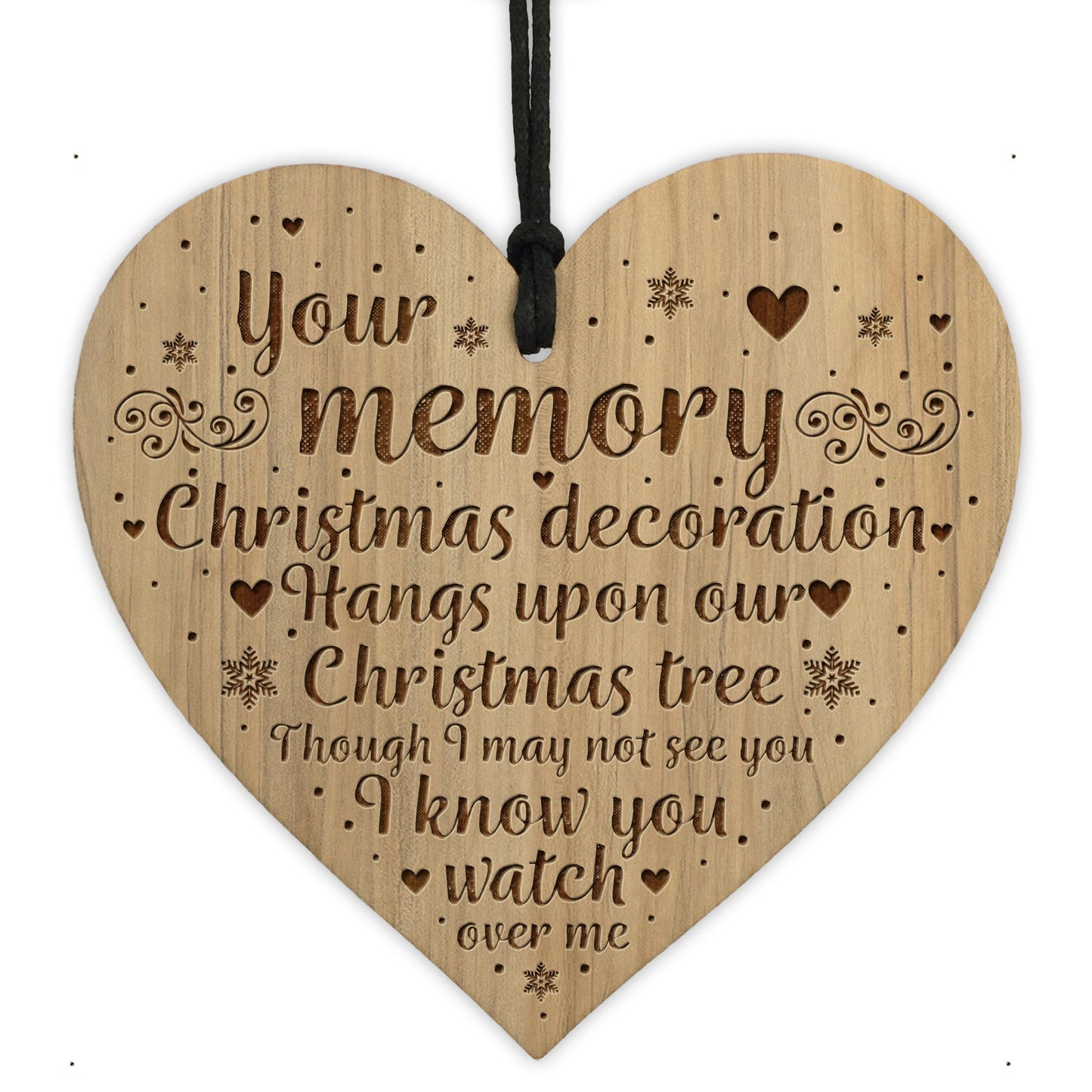 Hanging Christmas Tree Decoration Memorial Engraved Heart