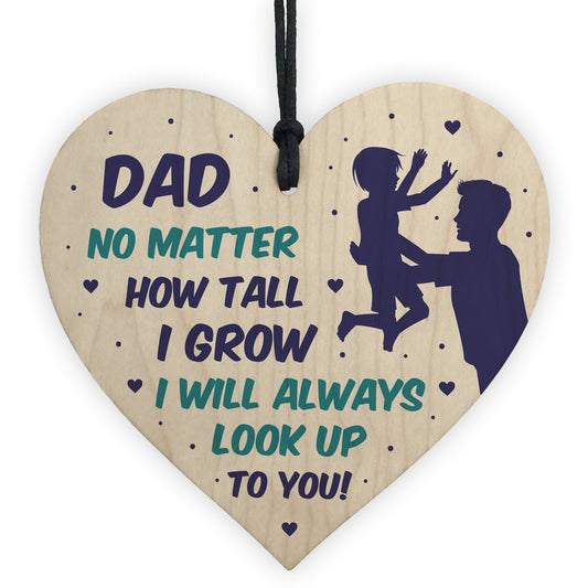Novelty Gift For Dad Birthday Christmas Wood Heart Thank You