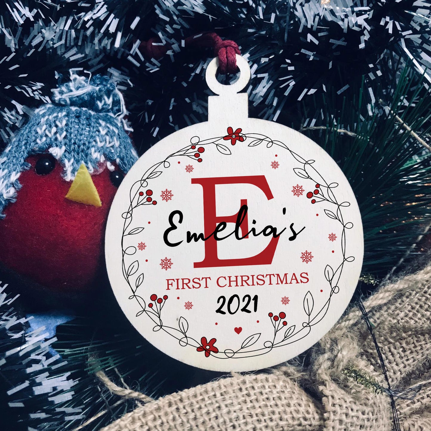 Baby 1st First Christmas Bauble Personalised Hanging Tree Decor