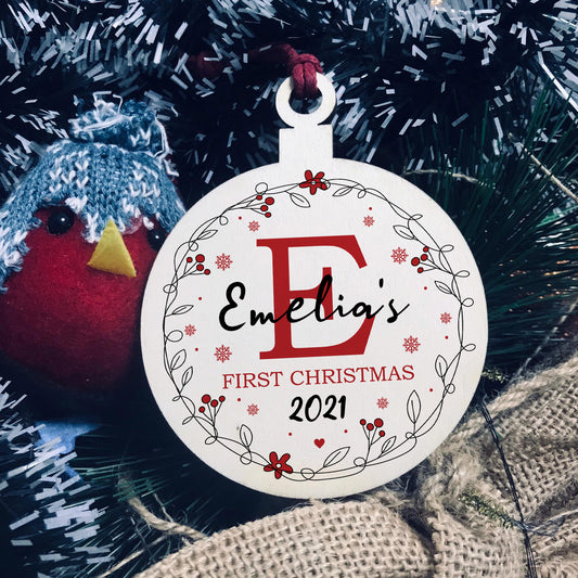 Baby 1st First Christmas Bauble Personalised Hanging Tree Decor