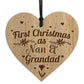 First Christmas Nan And Grandad Engraved Wood Bauble Gift