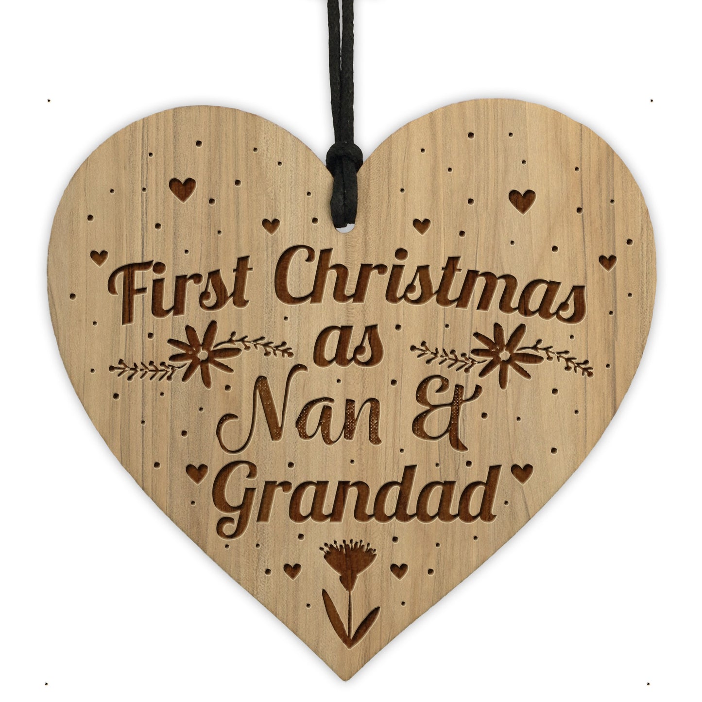 First Christmas Nan And Grandad Engraved Wood Bauble Gift