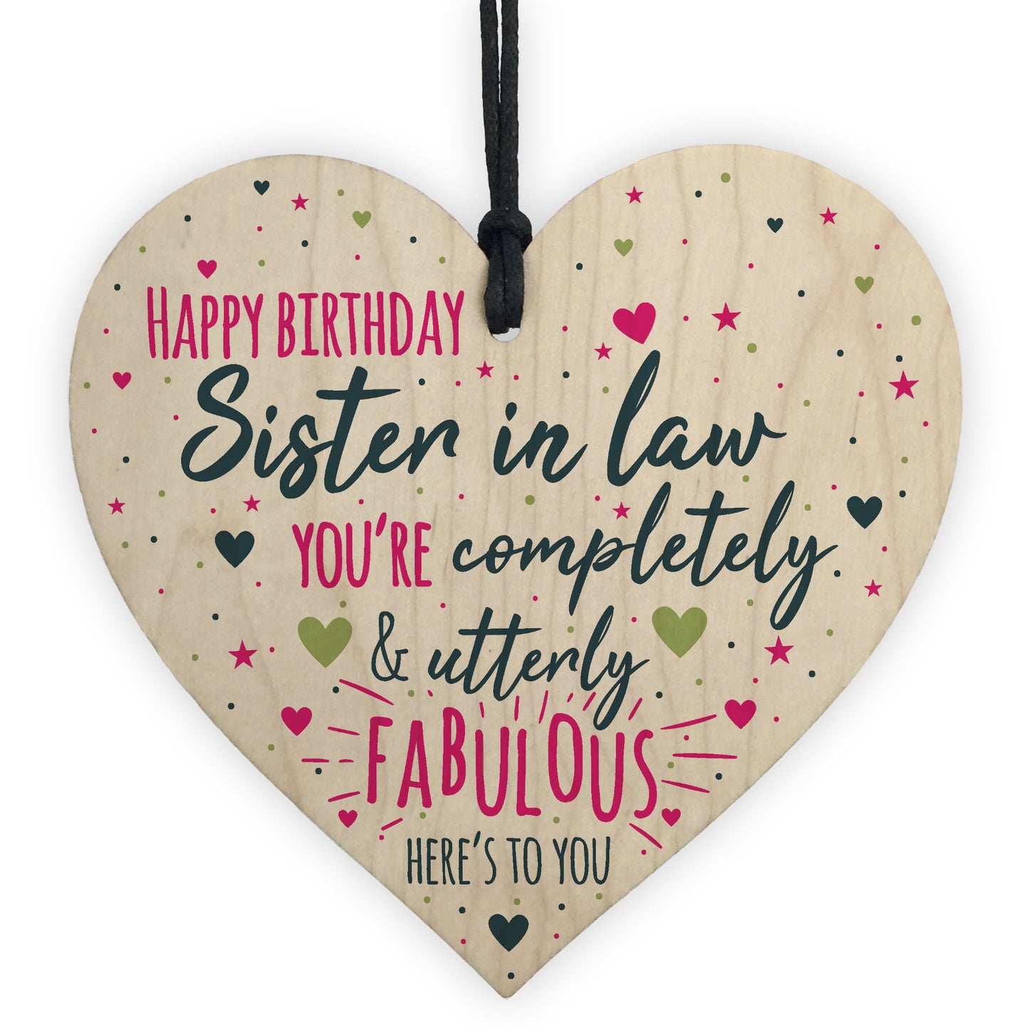 Birthday Sister In Law Gift Plaque Handmade Wooden Heart Sign