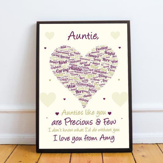 Auntie Poem Gift Word Art Framed Print Birthday Xmas Gift