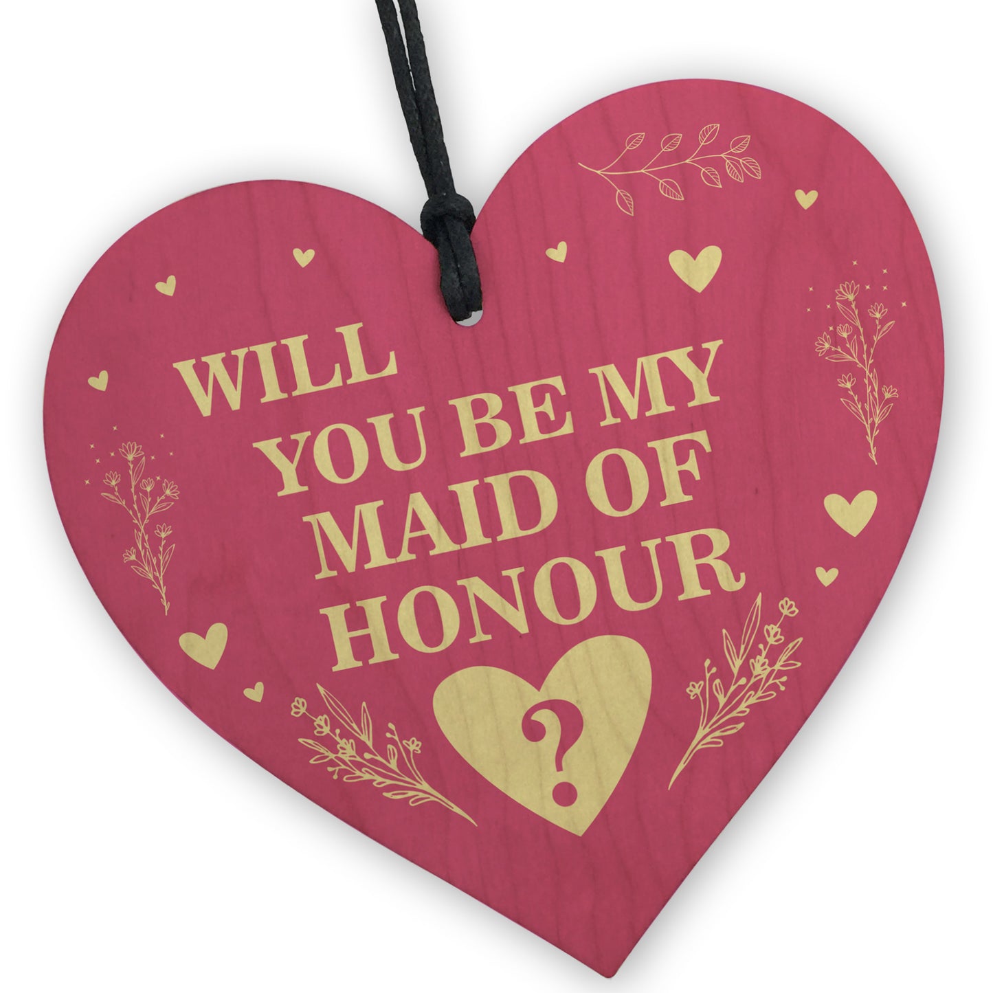 Will You be my Maid of Honour Wood Heart Proposal Wedding Gift