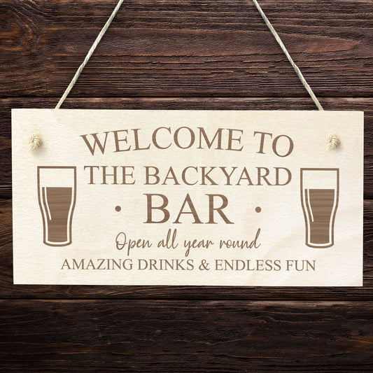 Backyard Bar Sign WELCOME Sign Engraved Sign Bar Sign Home Bar