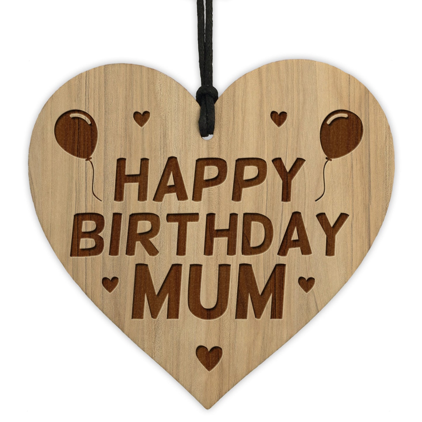 Birthday Gift For Mum Wood Engraved Heart 30th 40th 50th