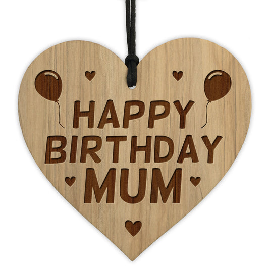 Birthday Gift For Mum Wood Engraved Heart 30th 40th 50th