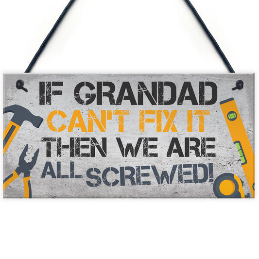 Grandad Fix It Man Cave Sign Garage Shed Wall Sign Birthday Xmas
