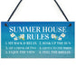 Summer House Rules Hanging Garden Shed Sign Home Decor Sign