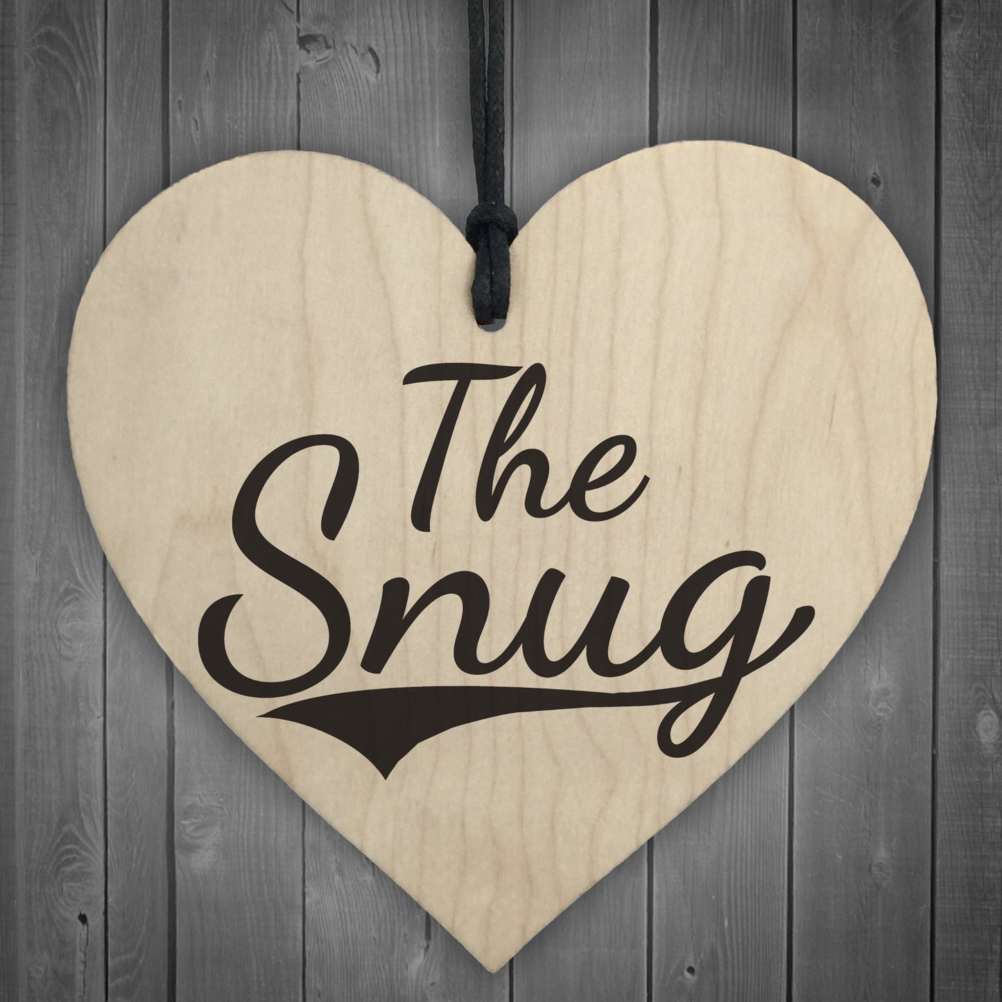 The Snug Wooden Hanging Heart Bedroom Door Plaque