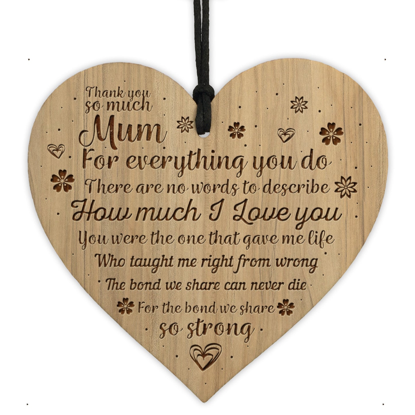 THANK YOU Mum Gift For Birthday Christmas Engraved Heart