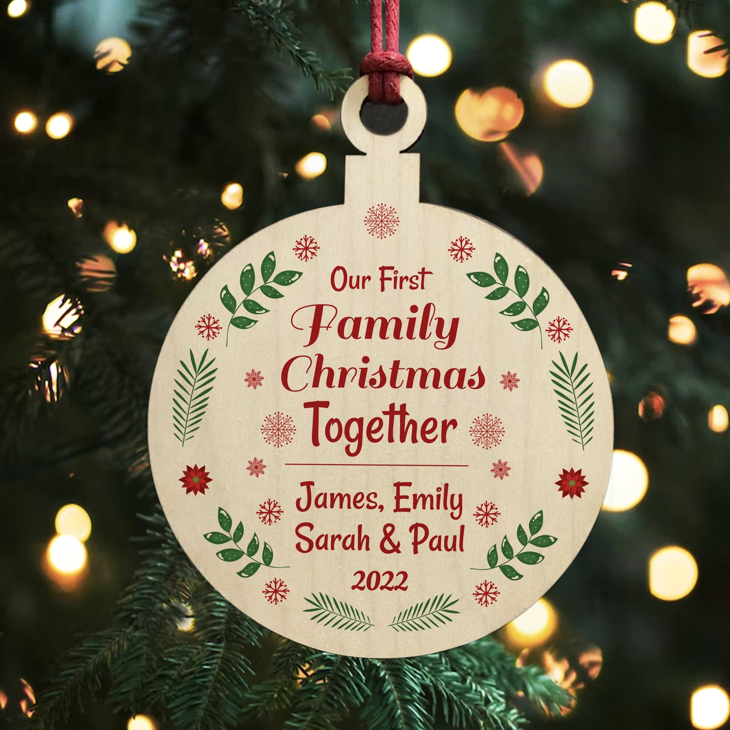 Personalised Bauble Family Christmas Decoration Gift For Family