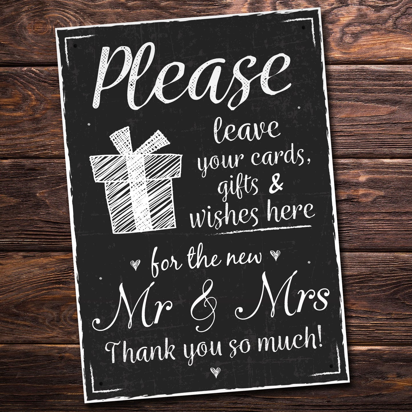 New Mr & Mrs Wedding Present Table Chalkboard Hanging Plaque