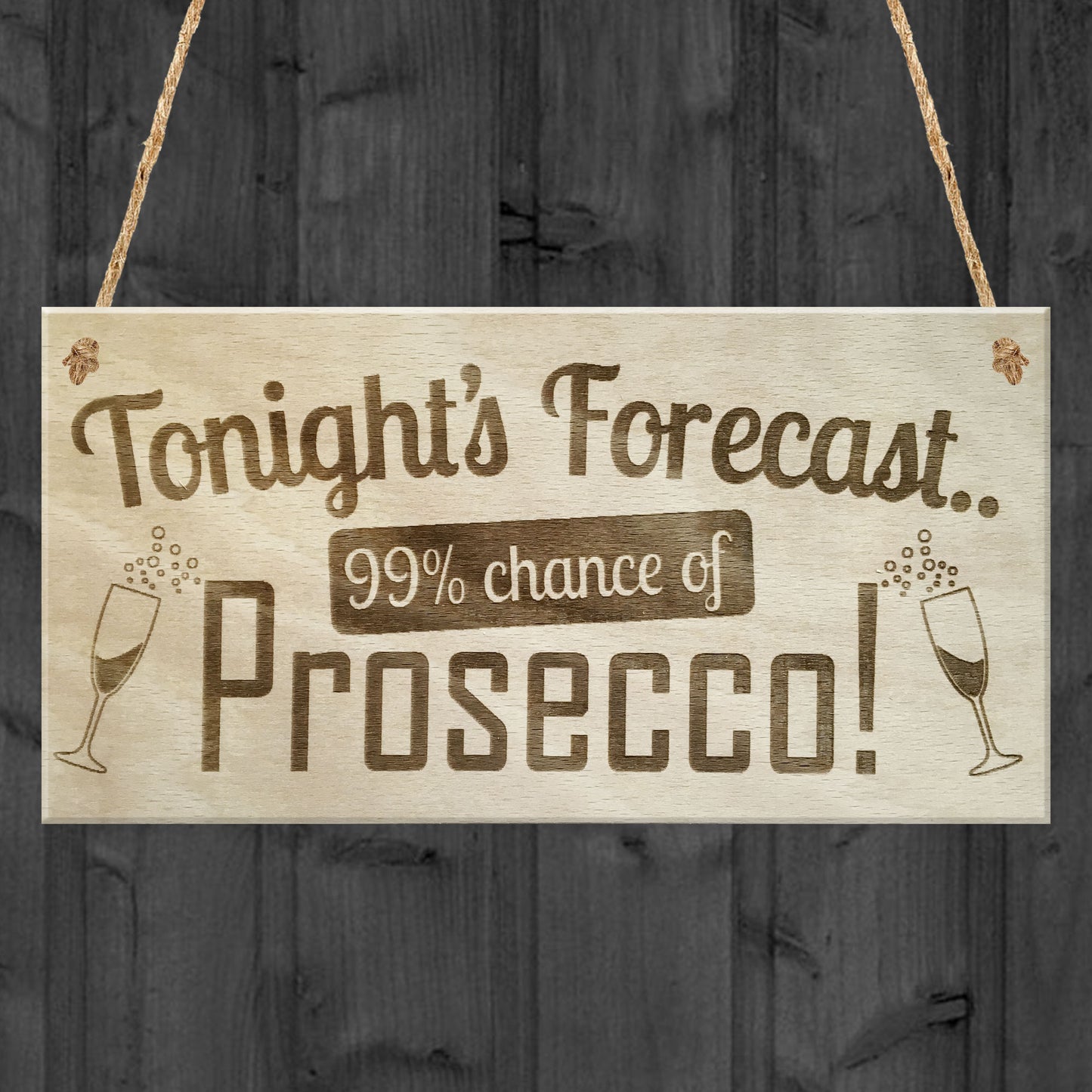 Tonight's Forecast Prosecco! Wine Alcohol Hanging Plaque